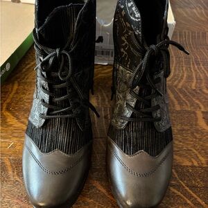 Black and Gray Lace-Up Boots